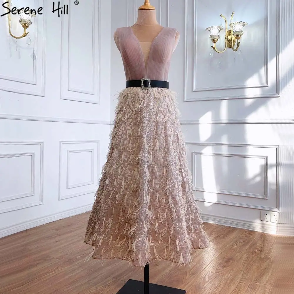 slim fit dress slacks Embellished Sleeveless Feather Slit Gown by Ladivine CC2358  ABC Fashion